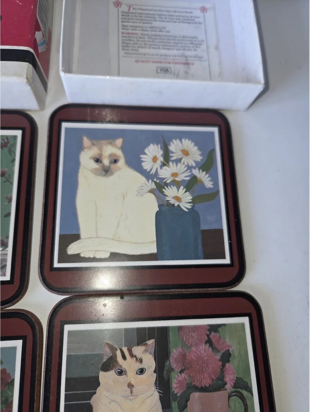 Pimpernel Vintage Cat Coasters Set of 6 Cork Backed Made in England Feline SF3